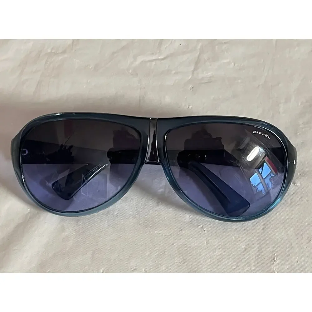 Vintage Diesel SIMAMA Z9IJ Sunglasses Blue Gray Shield Wrap Made In Italy Y2K